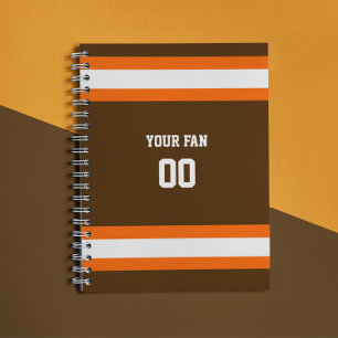 Carnet Équipe Brown, orange et blanche de football Spiral
