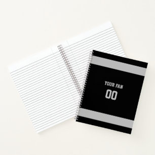 Carnet Équipe de football noir et argent Spiral
