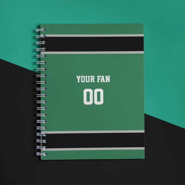 Carnet Équipe de football noir et vert personnalisée (Créateur téléchargé)