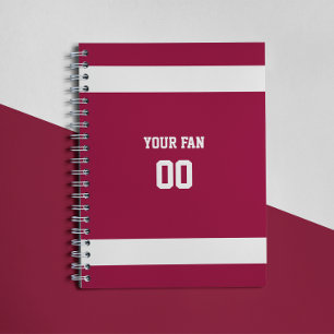 Carnet Équipe de football Rouge & Blanc en spirale