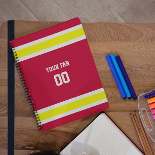 Carnet Équipe de football rouge, or et blanc Spiral