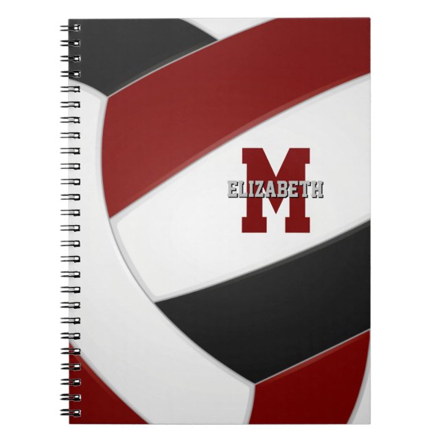 Carnet équipe de maroon noir couleurs filles volley-ball  (Devant)