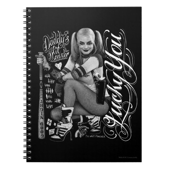 Carnet Équipe de suicide | Harley Quinn Typographie (Devant)