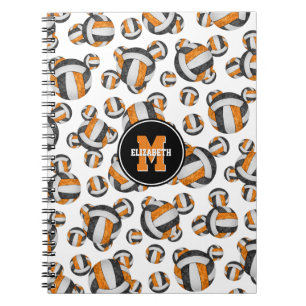 Carnet équipe noire orange couleurs filles sport volley-b