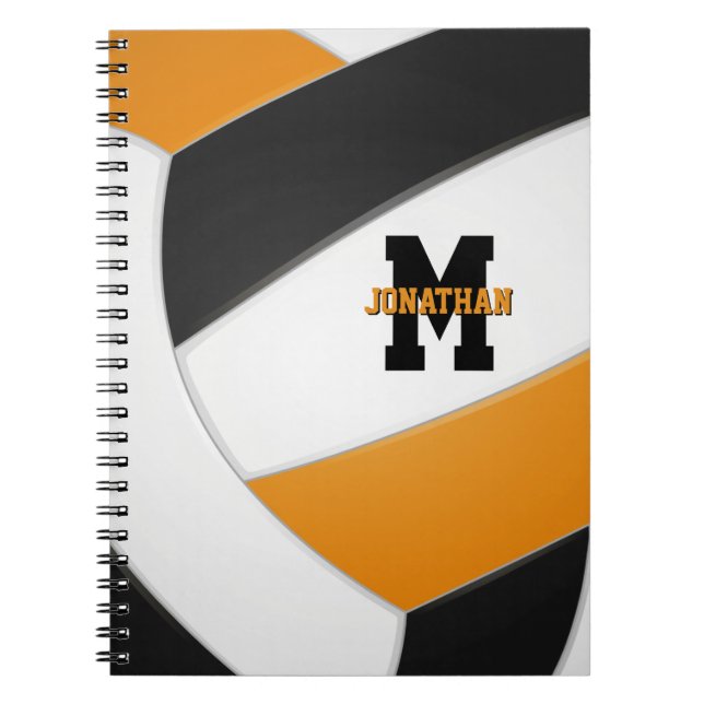 Carnet équipe noire orange couleurs garçons filles volley (Devant)