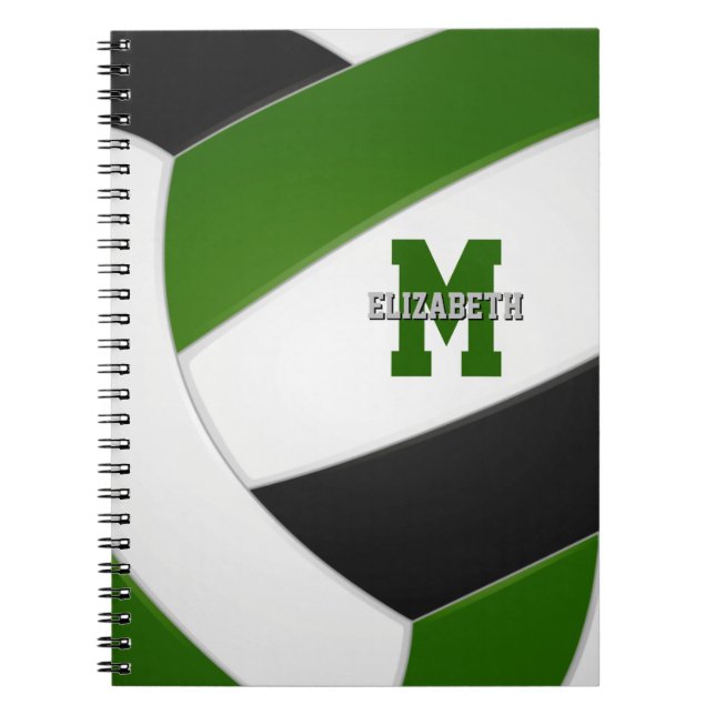 Carnet équipe noire verte couleurs filles garçons volley (Devant)