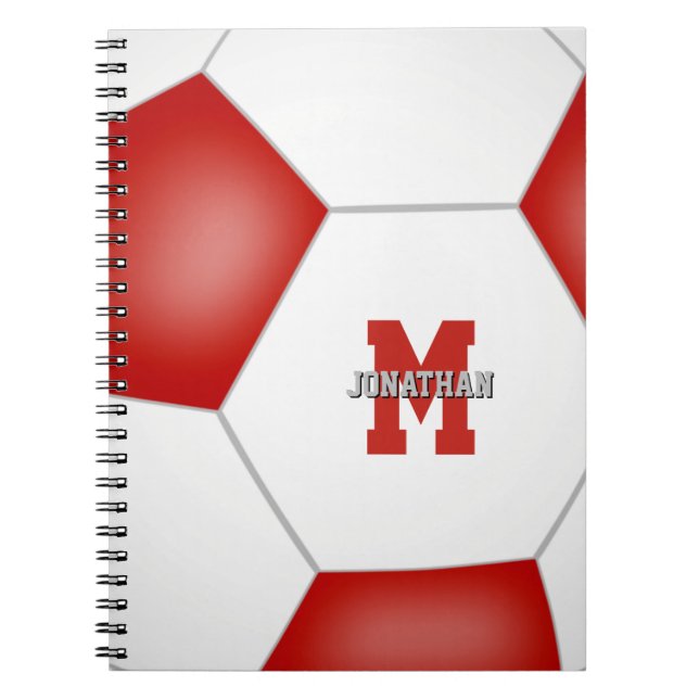 Carnet équipe rouge blanc couleurs garçons filles footbal (Devant)