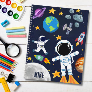 Carnet Espace Amusant Astronaute Planète Lune Étoiles, En