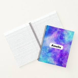 Carnet Espace de galaxie violet et bleu Abstrait