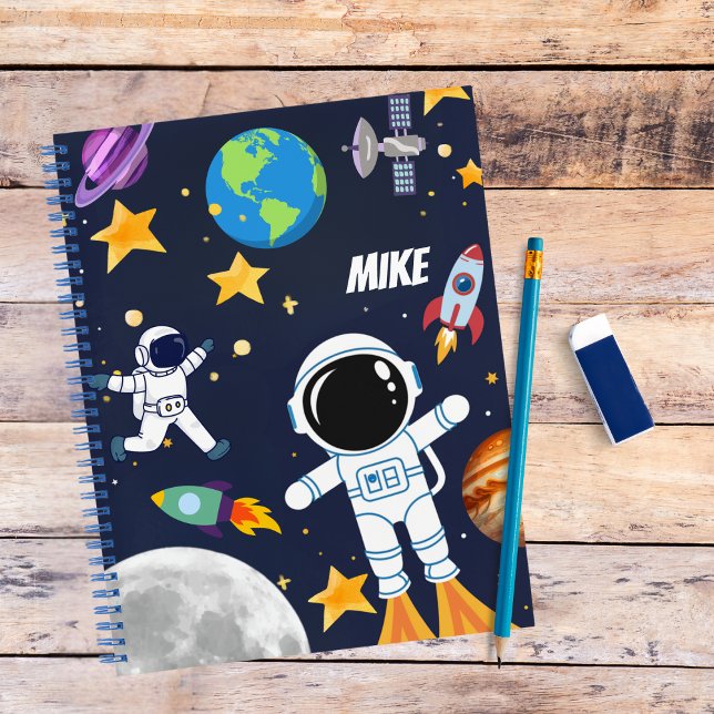 Carnet Espace extérieur amusant Astronaute & Planètes, En (Créateur téléchargé)