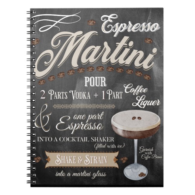 Carnet Espresso Martini Chalkboard Recette (Devant)