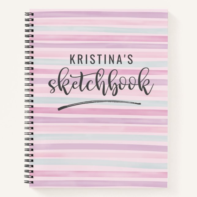 Carnet Esquisse d'aquarelle rose pâle (Devant)