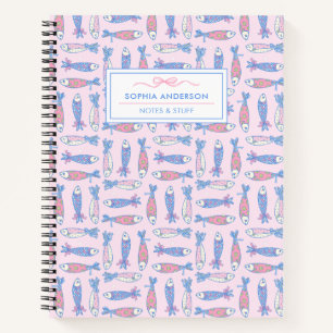 Carnet Esthétique Féminin Poisson Kawaii avec Ruban Perso