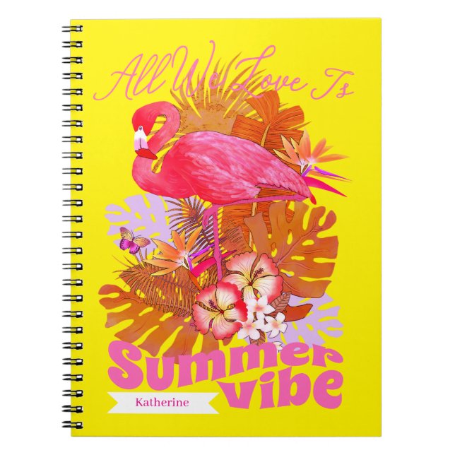 Carnet Été flamant jaune (Devant)