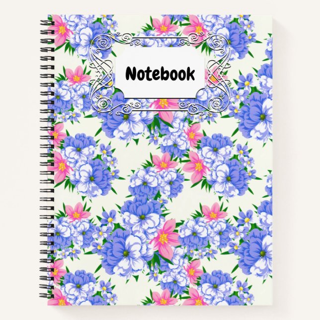 Carnet Eté Jardin Floral Rose violet Aquarelle (Devant)