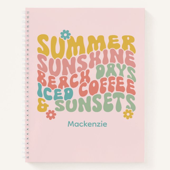 Carnet Été Super Rétro Monogramme rose Nom Bagage (Devant)