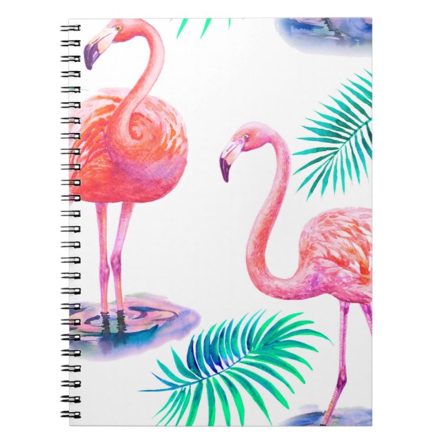 Carnet Été tropical avec flamants roses feuilles de palmi (Devant)