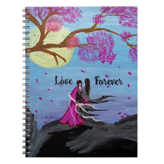 Carnet Eternal love under cherry blossom spiral notebook