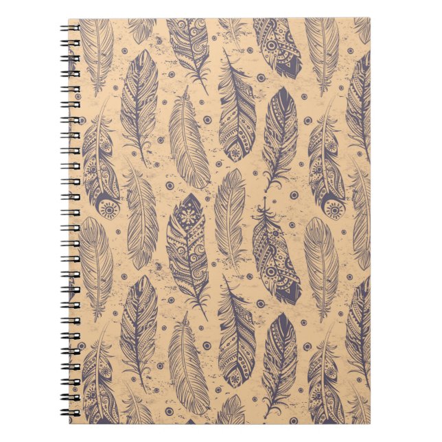 Carnet Ethnic Feather Outline Motif (Devant)