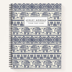 Carnet Ethnic Tribal Aztec Elephant Motif