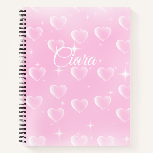 Carnet Étincelle Et Coeurs Roses (Devant)