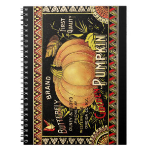 Carnet Étiquette de caisse de citrouille dorée vintage : 