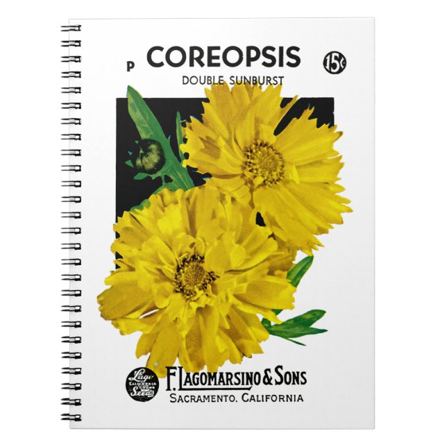 Carnet Étiquette de paquets de semences Coreopsis (Devant)