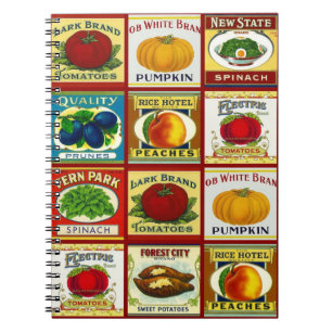 Carnet Étiquettes végétariens vintages conserve de fruits
