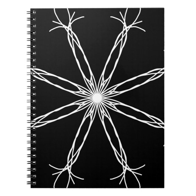 Carnet Étoile de kaléidoscope noir et blanc (Devant)