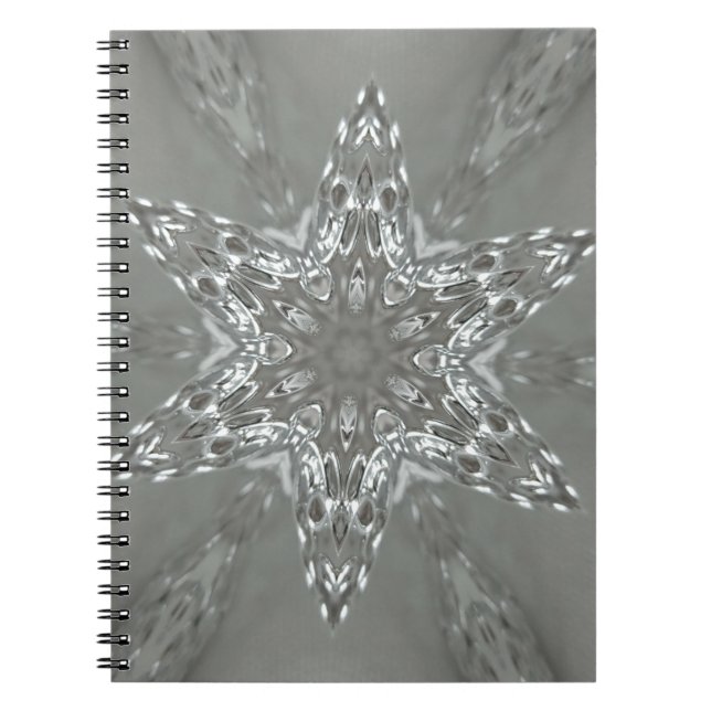 Carnet Étoile kaléidoscopique décorative gris argent anti (Devant)