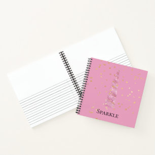 Carnet Étoiles de glam rose étincelles Unicorne