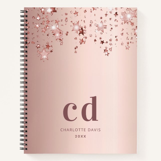 Carnet Étoiles de monogramme en or rose (Devant)