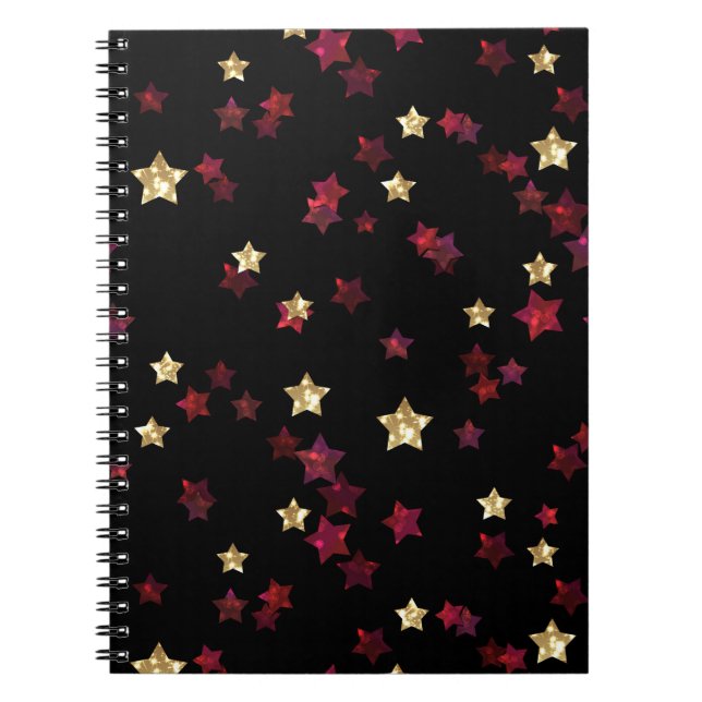 Carnet étoiles d'or et de rouge. (Devant)