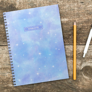 Carnet Étoiles et nuages bleus et violets mignons Personn