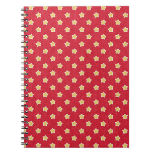Carnet Étoiles Jaunes Vintage sur Motif Rouge