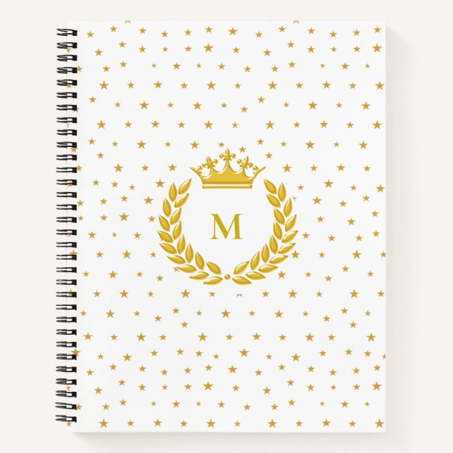 Carnet Étoiles Monogrammes, Couronne, Laurel & Gold sur B (Devant)