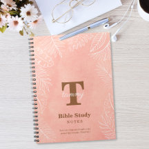 Étude biblique monogramme aux feuilles aquarelles 