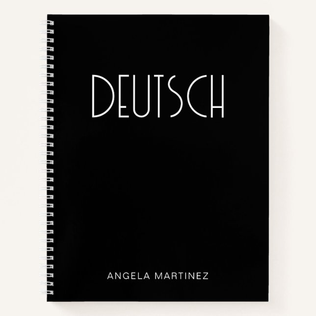 Carnet Étude de la langue allemande rétro noir et blanc (Devant)