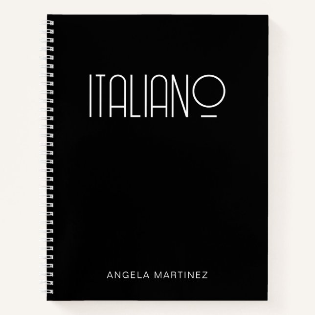 Carnet Étude de langue rétro italien noir et blanc (Devant)
