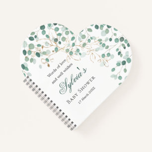 Carnet Eucalyptus Foliage Or Feuille Baby shower Noteboo