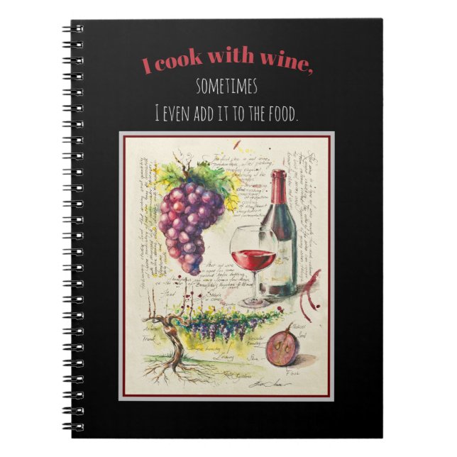 Carnet EVE Illustration peinte de vin rouge et citation (Devant)