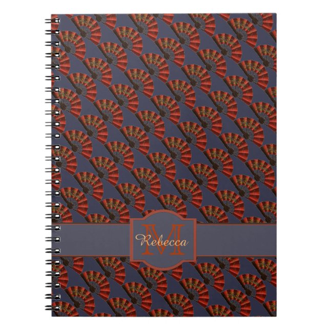 Carnet Éventails antiques japonais rouges élégants et per (Devant)