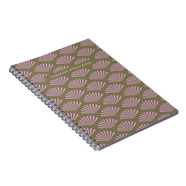Carnet Éventails Art Déco Olive et Lilac Fête de Mariage  (Côté Droit)
