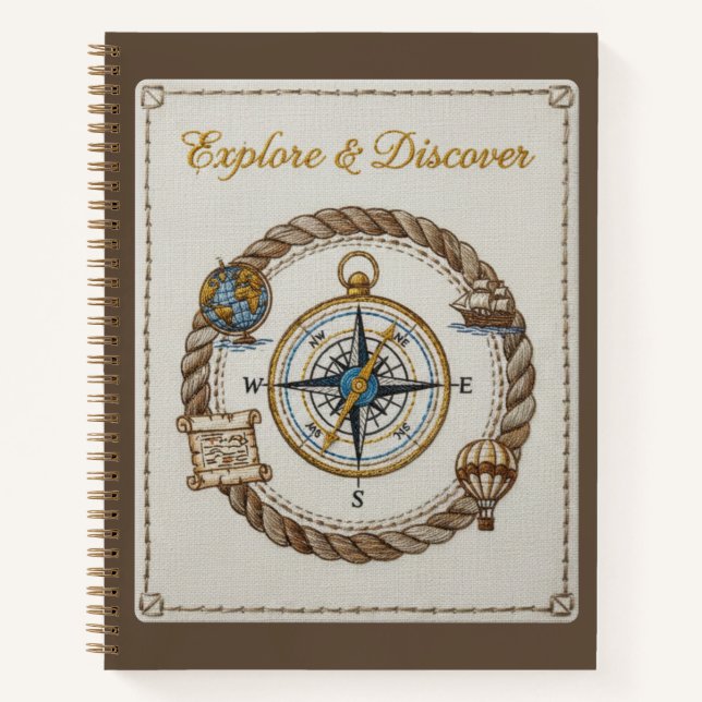 Carnet Explore & Discover Embroidered Nautical Compass (Devant)