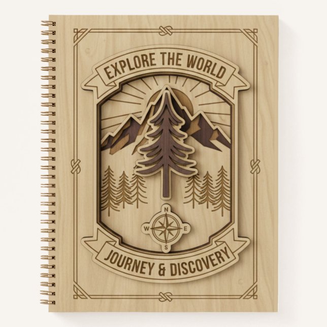 Carnet Explore the World Journey & Discovery Wood Carved  (Devant)