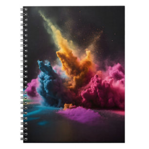 Carnet Explosion de poudre arc-en-ciel sur fond noir