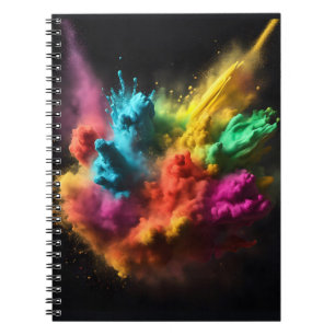 Carnet Explosion de poudre arc-en-ciel sur fond noir