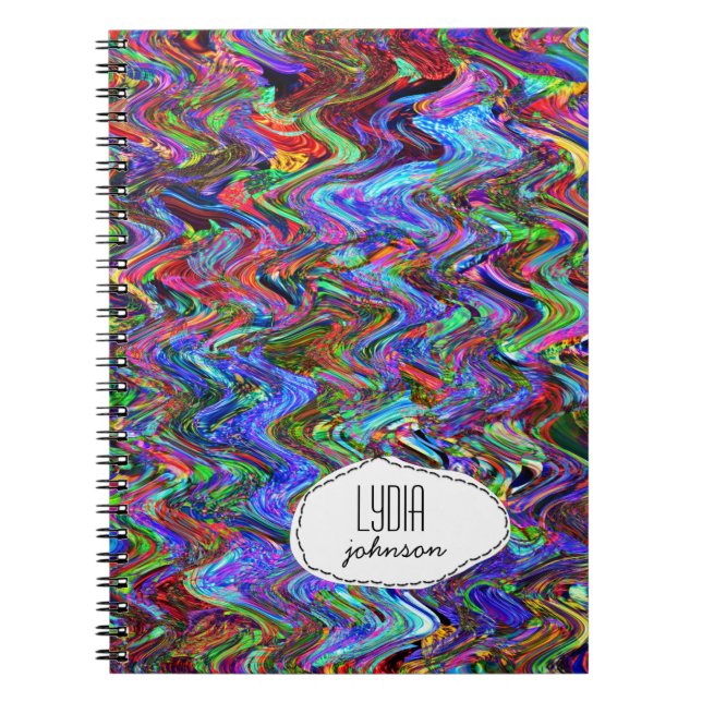 Carnet Exubérant Customisé couleur Zigzag Abstrait (Devant)