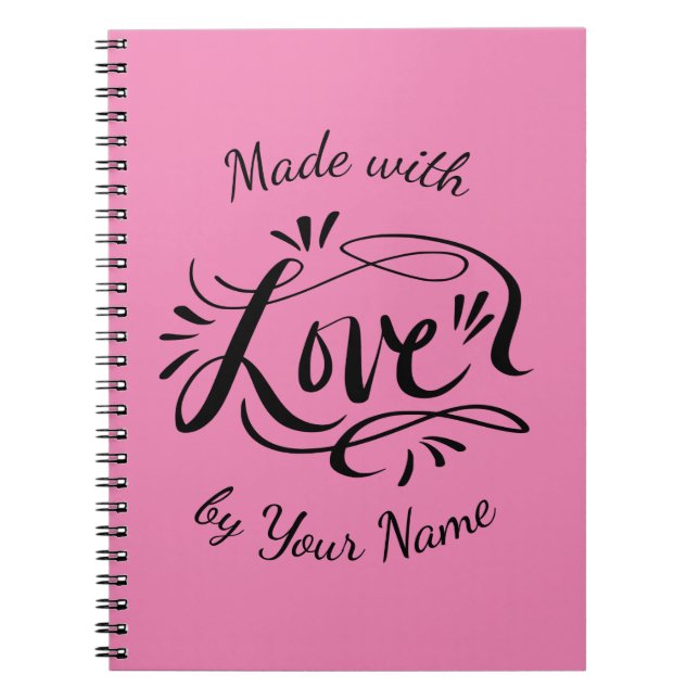 Carnet Fabriqué avec l'amour personnalisé machine lettré  (Devant)