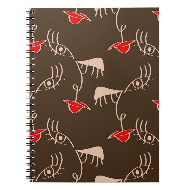 Carnet Face de femme à une ligne : motif abstrait. (Devant)